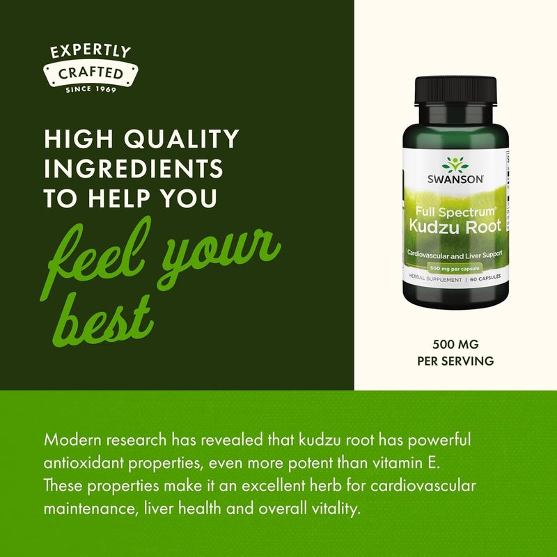 Swanson Full Spectrum Kudzu Root 500 mg - 60 Capsules for Cardiovascular and Liver Support - Image 5
